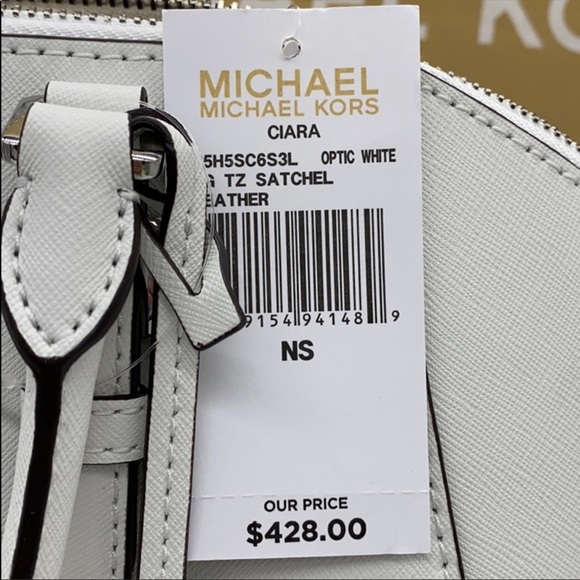MICHAEL KORS CIARA LARGE TZ SATCHEL OPTIC WHITE - Picture 11 of 16